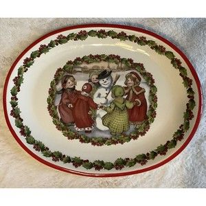 Burton & Burton~15.5"Lx12"W "Tis the Season" Ceramic Serving Platter.